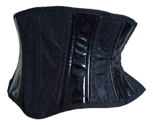 Underbust Corset Gótico De Charol Y Glitter Burlesque 