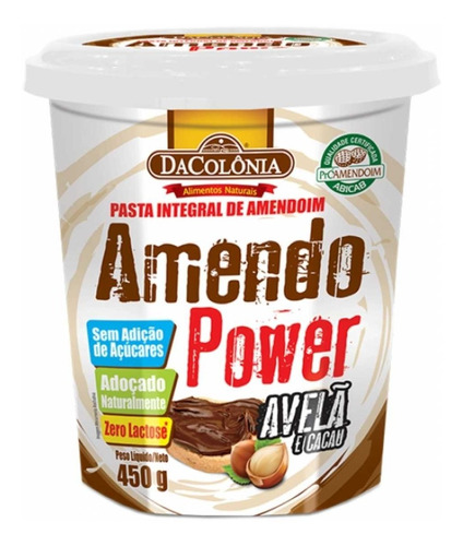 Pasta De Amendoim Integral Avelã E Cacau Amendo Power 450g