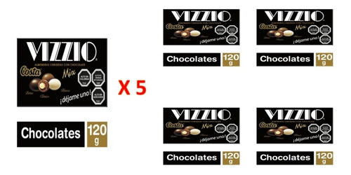 Pack 5 Chocolate Vizzio 120g Costa Almendras Cubiertas Mix