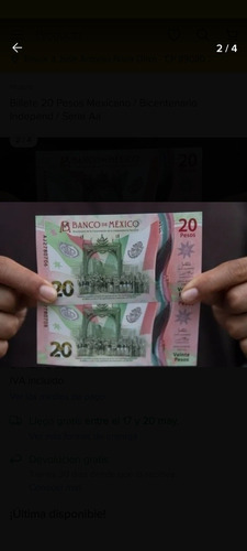 Vendo Billete De 20 Pesos Con Serie Doble Aa