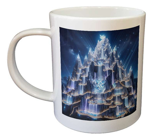 Taza Plastico Montaña Cristal Cascadas Nieve Noche M1