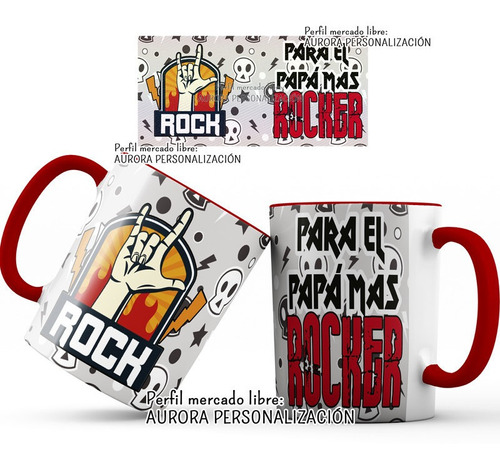 Mug Taza Oreja Roja  Día Del Padre Papá Frase 016