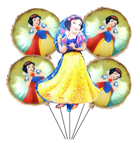 5 Globos De Papel Aluminio Con Forma De Princesa Blanca Como