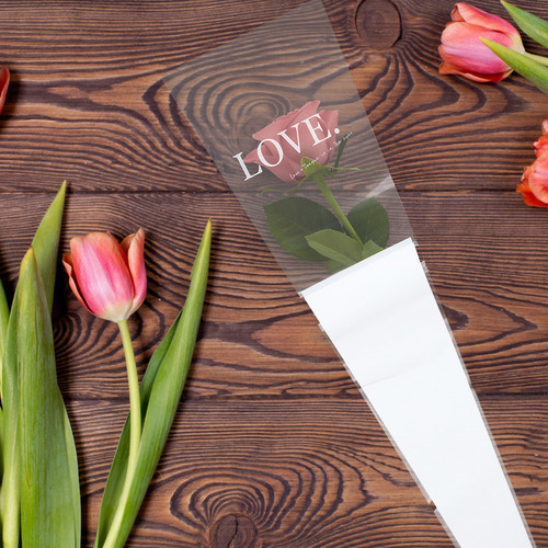 50 Bolsas Para Envolver Rosas De San Valentín Con Mangas De