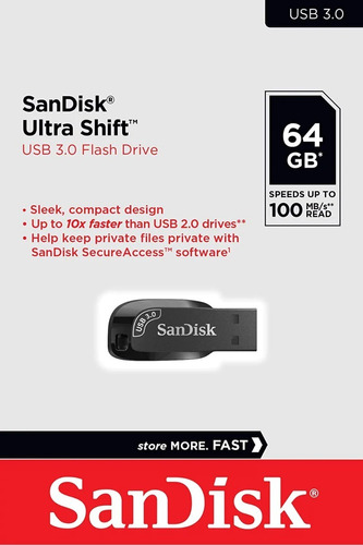 Imagen 1 de 4 de Pen Drive 64gb Sandisk Ultra Rapido Usb 3.0 Secure Access