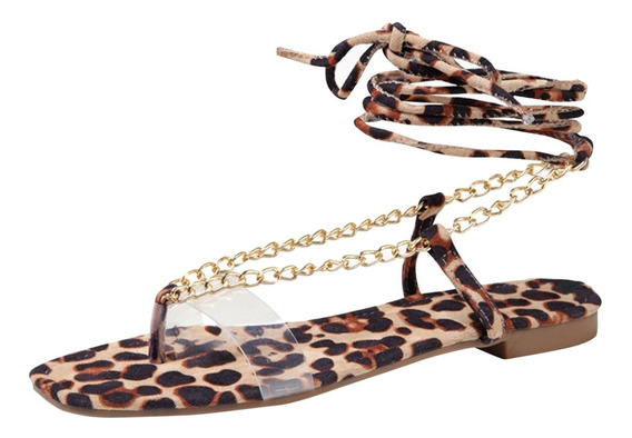 Zapatos Chanclas Mujer Leopard Print Suede Bow Flat B 9752 