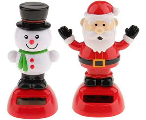 Kodoria 2pcs Solar Powered Toy Navidad Muñeco De Nieve Y