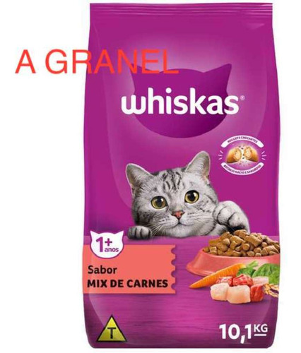 Kit 3 Kg Ração A Granel Whiskas Mix De Carne Gatos Adulto