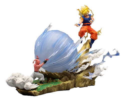 Figura Diorama Pelea Goku Vs Magin Boo Con Luz Led