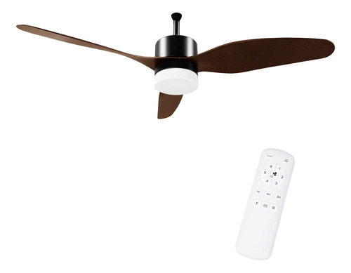 Ventilador Techo 6 Velocidades Luz Led Ajustable 1.194 M 35w Negro Mate Walnut Plástico 3