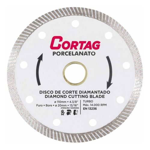 Disco Diamantado 110mm F20mm Porcelanato - Cortag