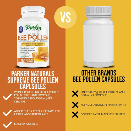 Polen De Abeja Supreme Parker Naturals 150 Cápsulas Vegetari