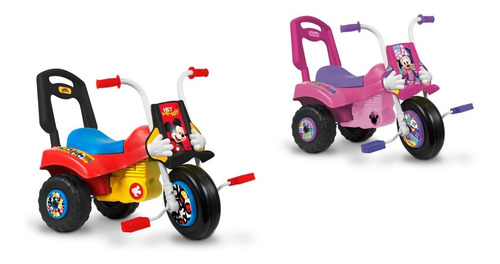 Triciclo Moto Z Infantil Disney Mickey Minnie Con Baul
