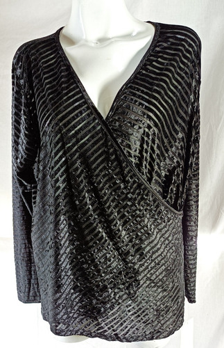 Blusa Larga Negra; Seda Y Transparencia T38 Rebajada Con 50%