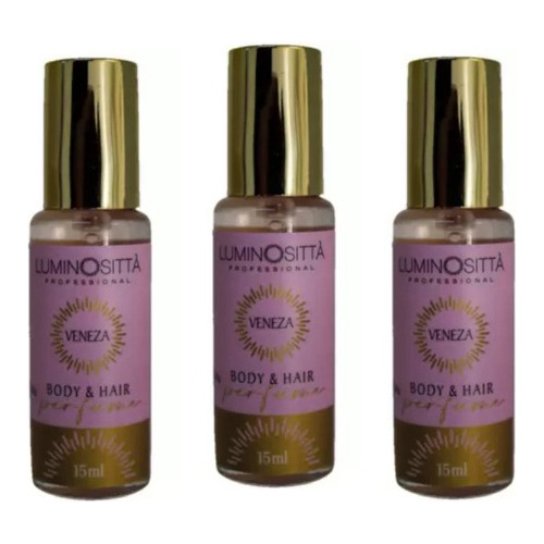 Perfume Para Cabelo E Corpo Veneza 3 Unidades 15 Ml - Luminosittà