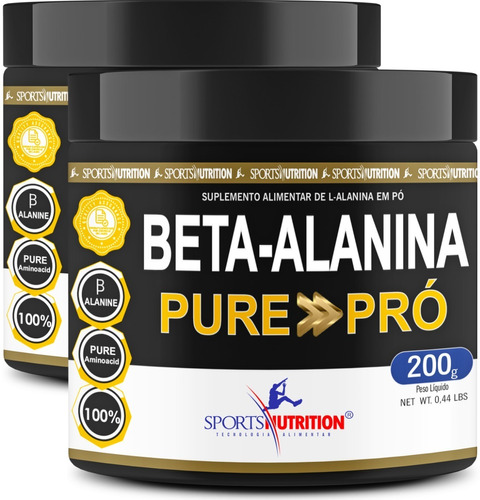 2 Potes da Beta Alanina 2000mg 100% Pura - Fórmula Exclusiva Com 100 Doses - Sports Nutrition - 200g