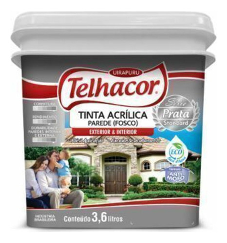 Tinta Acrílica Prata Fosca 3,6l Telhacor Balde
