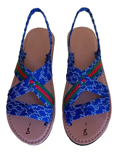Huarache Calentano Artesanal Tejido Gucci Azul Env o gratis