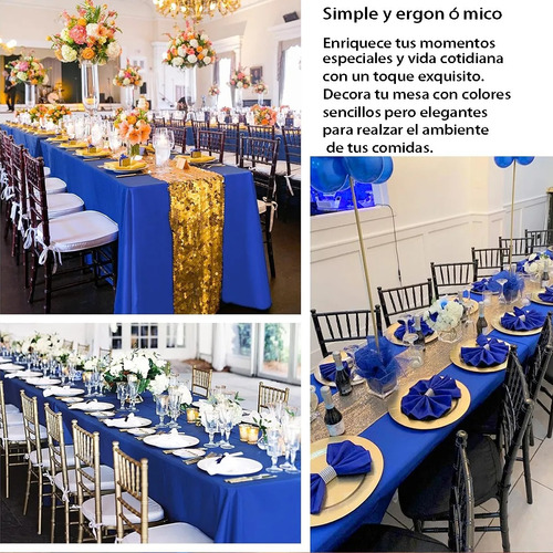 3unidades Mantel Rectangular Decoración Fiesta Hogar 3mx1.5m Azul