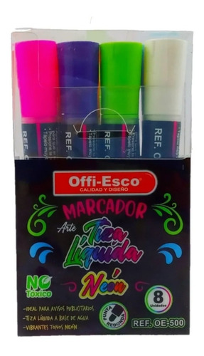 Marcador Para Vidrio Neon Arte Tiza Liquida Offi Esco X8 Und