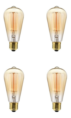 4 Lampadas Retro Vintage St64 Filamento Carbono Elgin