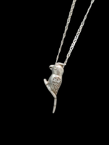 Dije Y Cadena De Plata Ley 925 Pájaro Plateado (Usado)