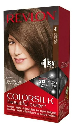 2 Pzas Tinte Para Cabello Revlon Beautiful Color 41 Castaño
