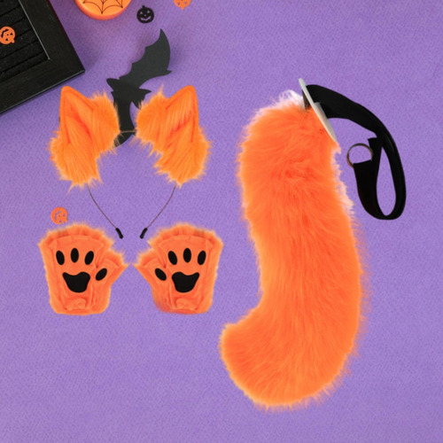 Tocado Con Orejas Y Cola De Animal, Disfraz De Halloween