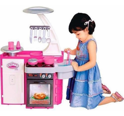 Cozinha Infantil Completa Fogão Geladeira Pia Sai Agua