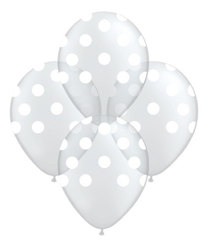 Globos Cristal Blanco A Lunares 12pul X10 Unidades