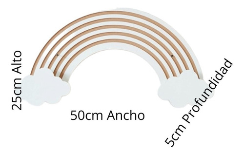 Imagen 3 de 10 de Perchero Infantil Pared Nordico Gancho Colgante Arco Iris Sm