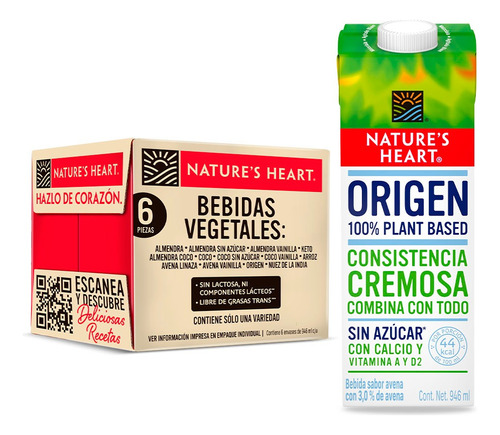 Caja De Bebida Vegetal Nature's Heart Origen X6 5676ml