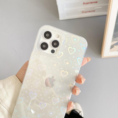 Funda Tpu Laser Corazón Holografic Para iPhone 12 Pro Max