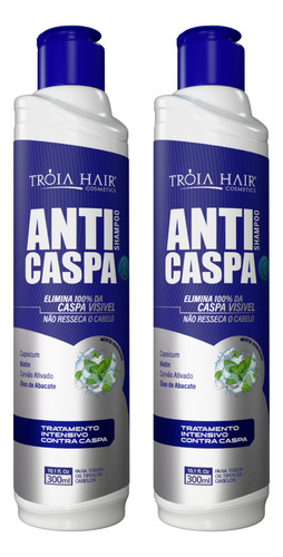 Kit 2 X1 Shampoo Troia Anticaspa Limpeza Diária 2 Em 1 300ml