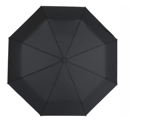 Paraguas Reforzado Clasico Antiviento Funda Varillas Manual Color Negro