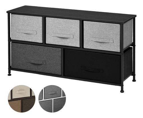 Mueble Buro Organizador Comoda Tela Metal 5 Cajoneras Color Negro