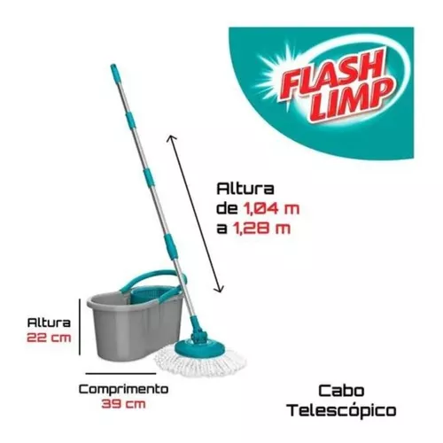 Balde Spin Mop 360 Com Esfregão Completo e Refil Flash Limp