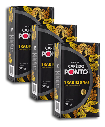 Café À Vácuo Torrado E Moído Tradicional Do Ponto 500g Kit 3