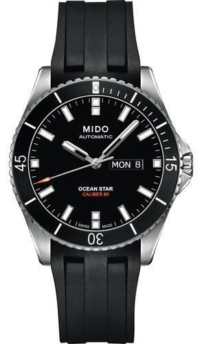 Correa De Caucho Negro Para Reloj Mido Ocean Star 22mm