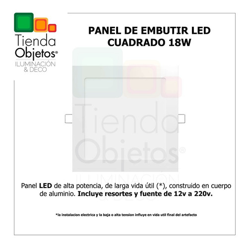 Imagen 4 de 8 de Panel Led 18w Spot Embutir Cuadrado Luz Calida Fria 1500 Lm