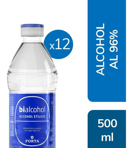 Alcohol Etilico Porta Bialcohol Al 96% X 500ml Pack X12