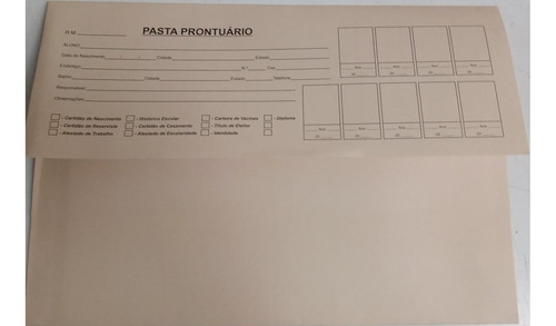 Pasta Prontuario Escolar 350 X 545 Mm 50 Unidades Graf Única
