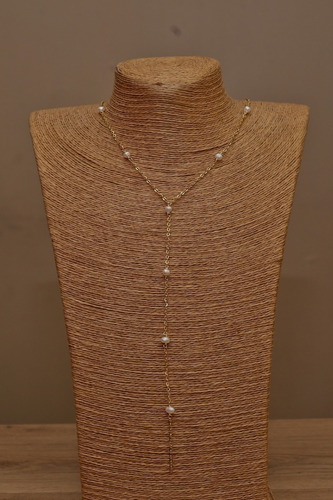 Collar Cadena Delgada Perla Largo