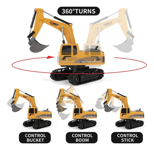 Mini Excavadora Rc Con Pala Y Control De Metal Y