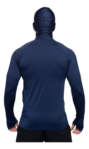 Camisa Segunda Pele Proteção Uv50 Malha Fria Com Capuz Touca