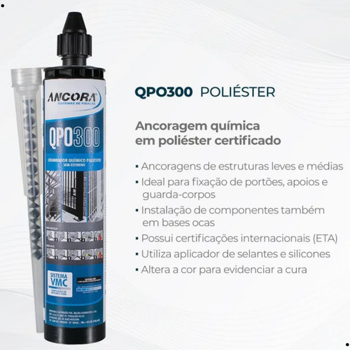 Chumbador Químico Poliester Qpo300 C/ Aplicador Seca Rapido