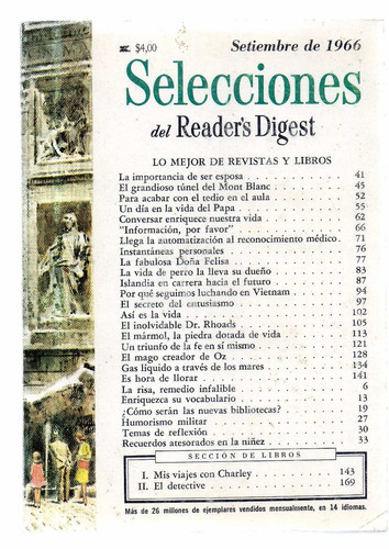 Selecciones Del Reader's Digest Septiembre De 1966
