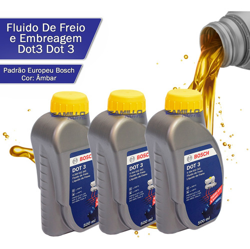 3 Fluídos Líquido De Freio Embreagem Dot3 Dot 3 Bosch 500ml