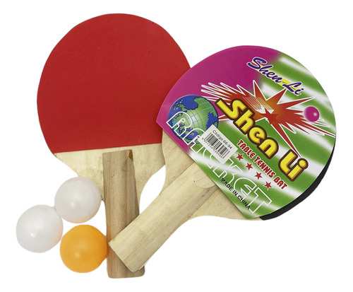 Set Ping Pong 2 Paletas + 3 Pelotas Shen Li Principiante