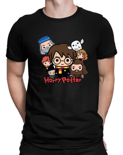 Harry Potter Comic Camiseta Negra Algodon Hombre Manga Corta
